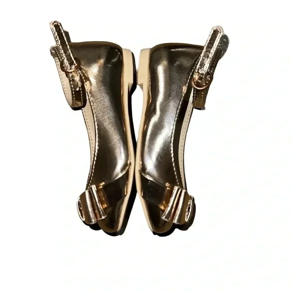 Janie and Jack Rose Gold Bow Dress Flats Size 4